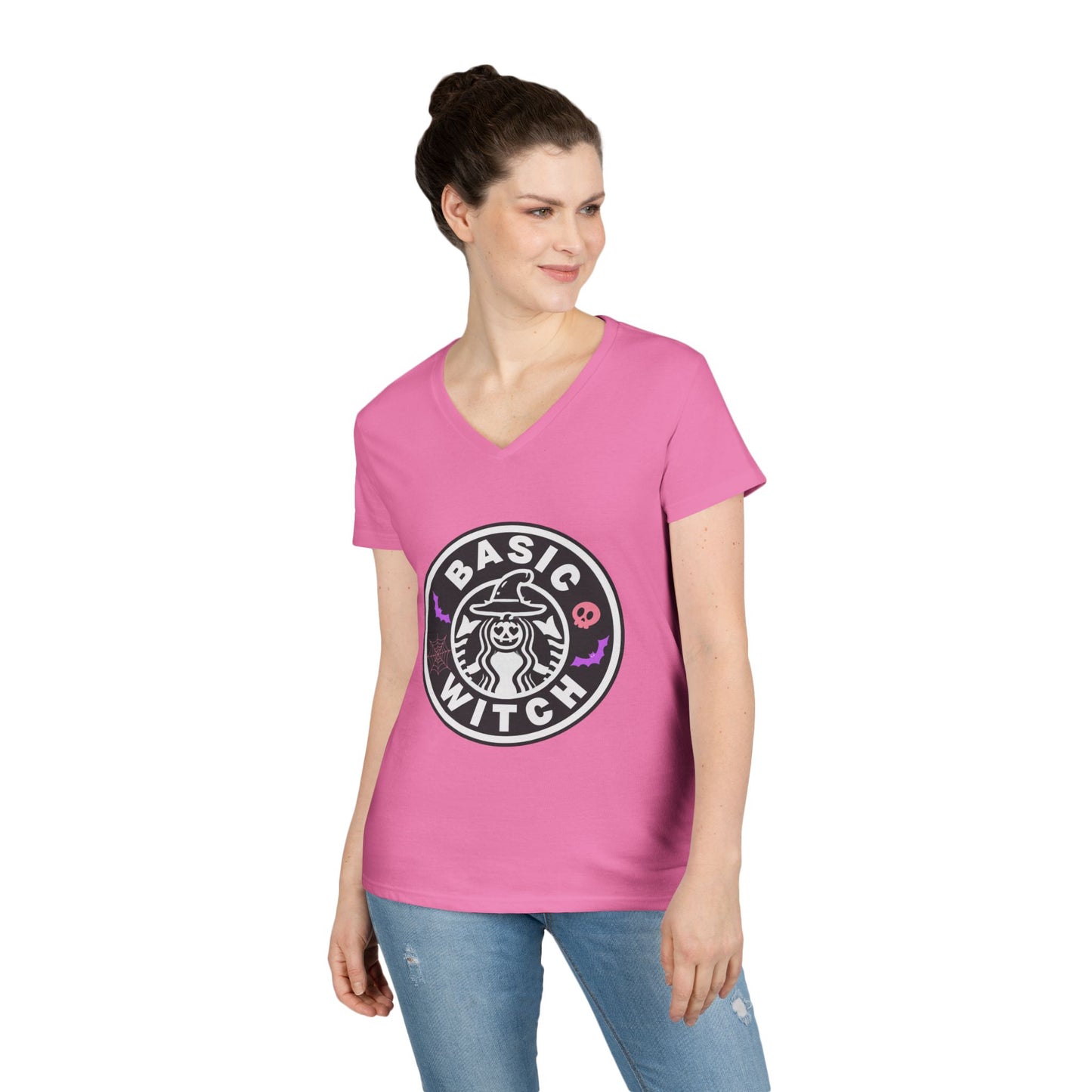 Basic Witch – Funny Witchy Tee, Halloween Shirt for Coffee & Magic Lovers Ladies' V-Neck T-Shirt