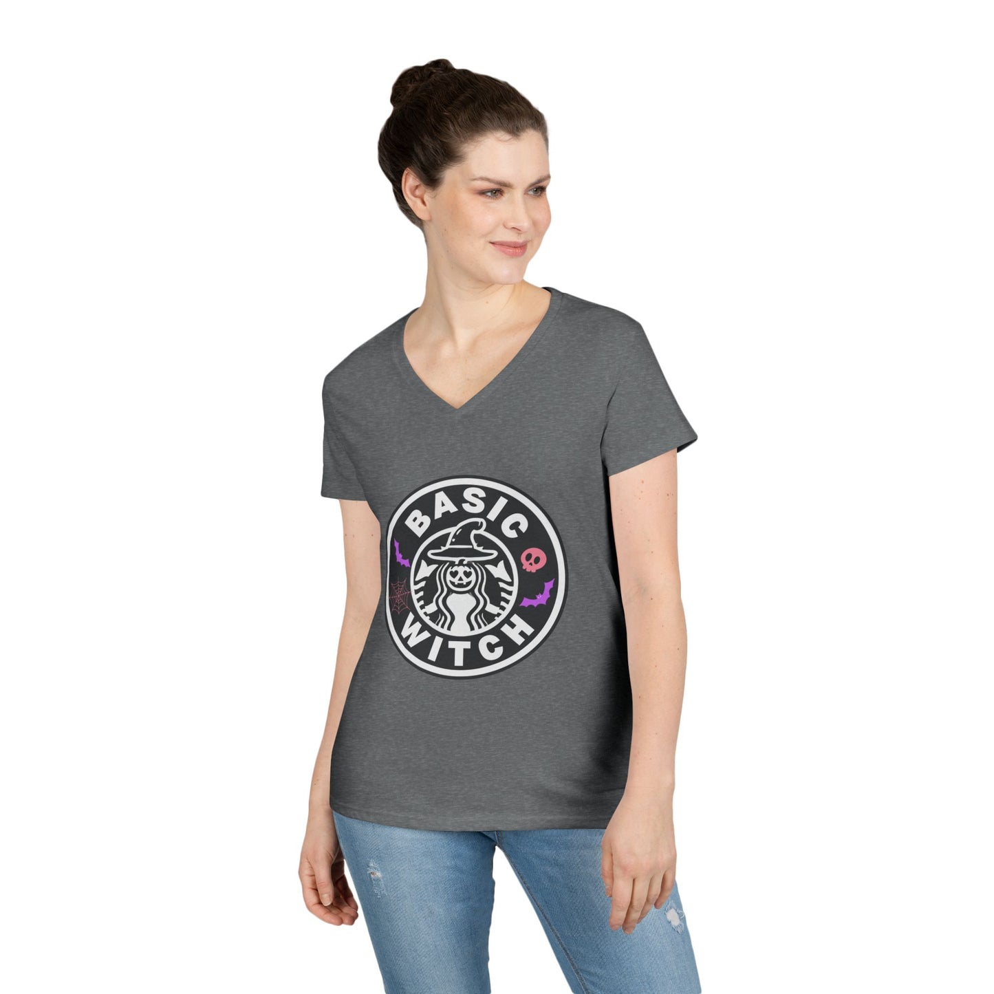 Basic Witch – Funny Witchy Tee, Halloween Shirt for Coffee & Magic Lovers Ladies' V-Neck T-Shirt