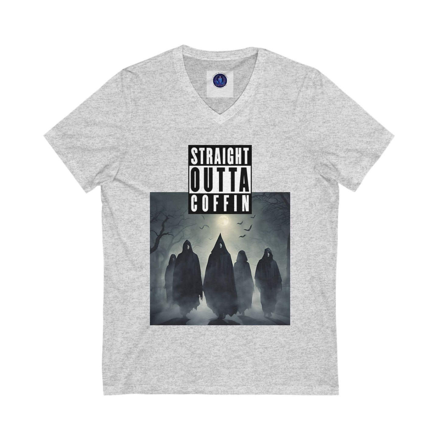 Strait Outta Coffin Unisex Jersey Short Sleeve V-Neck Tee