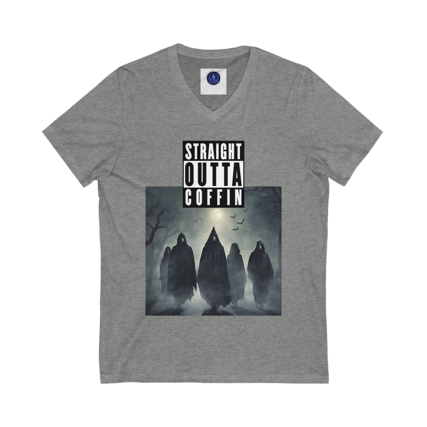 Strait Outta Coffin Unisex Jersey Short Sleeve V-Neck Tee