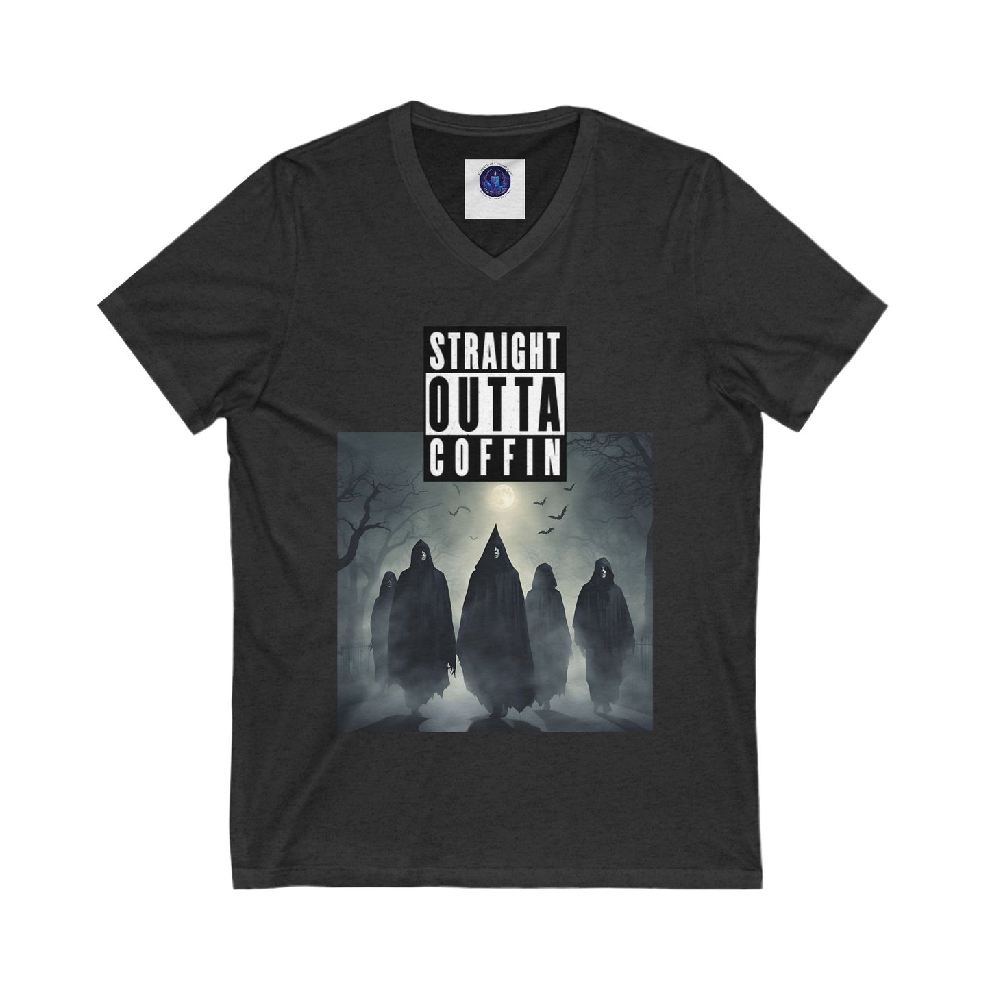 Strait Outta Coffin Unisex Jersey Short Sleeve V-Neck Tee