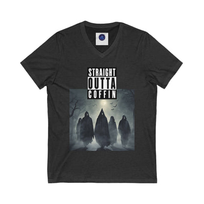 Strait Outta Coffin Unisex Jersey Short Sleeve V-Neck Tee
