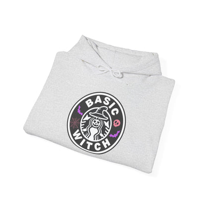 Basic Witch Sweatshirt – Cozy Witchy Pullover, Funny Halloween Sweater for Coffee & Magic Lovers Unisex Heavy Blend™ Hooded Sweatshirt