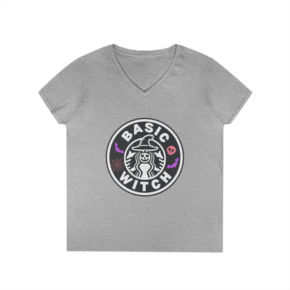 Basic Witch – Funny Witchy Tee, Halloween Shirt for Coffee & Magic Lovers Ladies' V-Neck T-Shirt