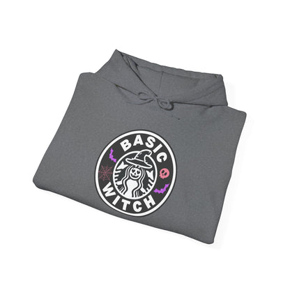 Basic Witch Sweatshirt – Cozy Witchy Pullover, Funny Halloween Sweater for Coffee & Magic Lovers Unisex Heavy Blend™ Hooded Sweatshirt