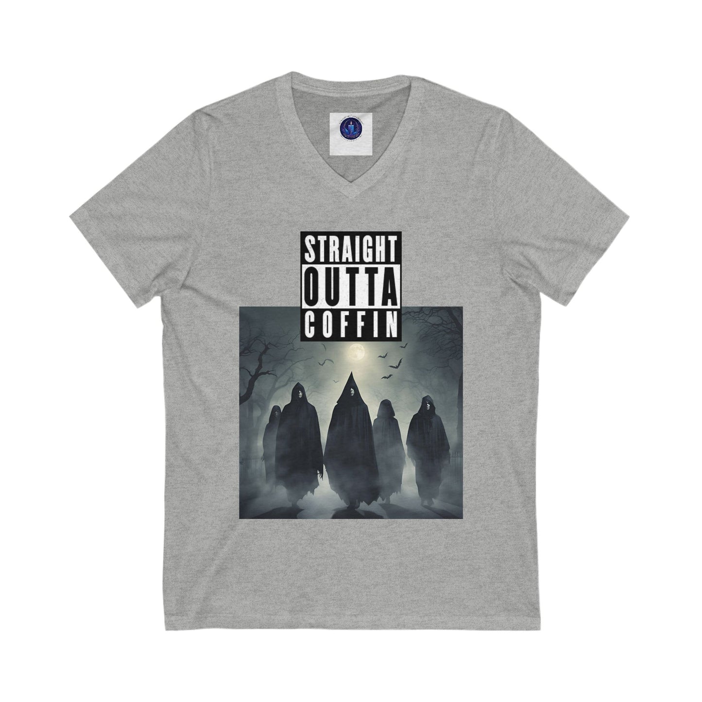 Strait Outta Coffin Unisex Jersey Short Sleeve V-Neck Tee