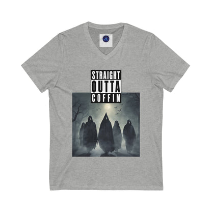 Strait Outta Coffin Unisex Jersey Short Sleeve V-Neck Tee