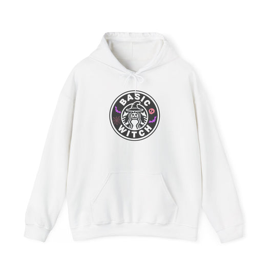 Basic Witch Sweatshirt – Cozy Witchy Pullover, Funny Halloween Sweater for Coffee & Magic Lovers Unisex Heavy Blend™ Hooded Sweatshirt