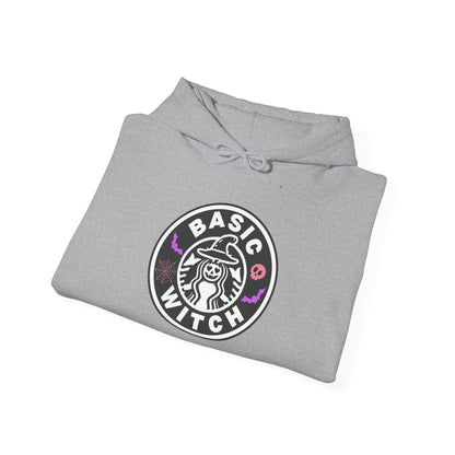 Basic Witch Sweatshirt – Cozy Witchy Pullover, Funny Halloween Sweater for Coffee & Magic Lovers Unisex Heavy Blend™ Hooded Sweatshirt