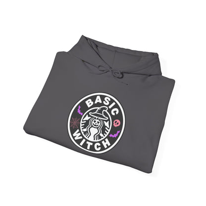 Basic Witch Sweatshirt – Cozy Witchy Pullover, Funny Halloween Sweater for Coffee & Magic Lovers Unisex Heavy Blend™ Hooded Sweatshirt
