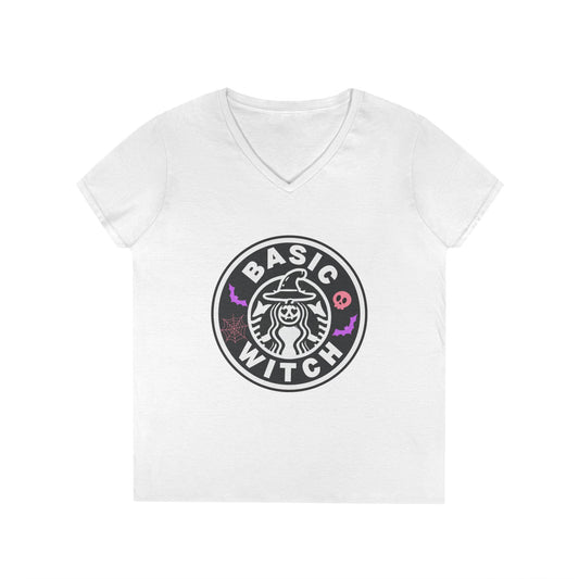 Basic Witch – Funny Witchy Tee, Halloween Shirt for Coffee & Magic Lovers Ladies' V-Neck T-Shirt