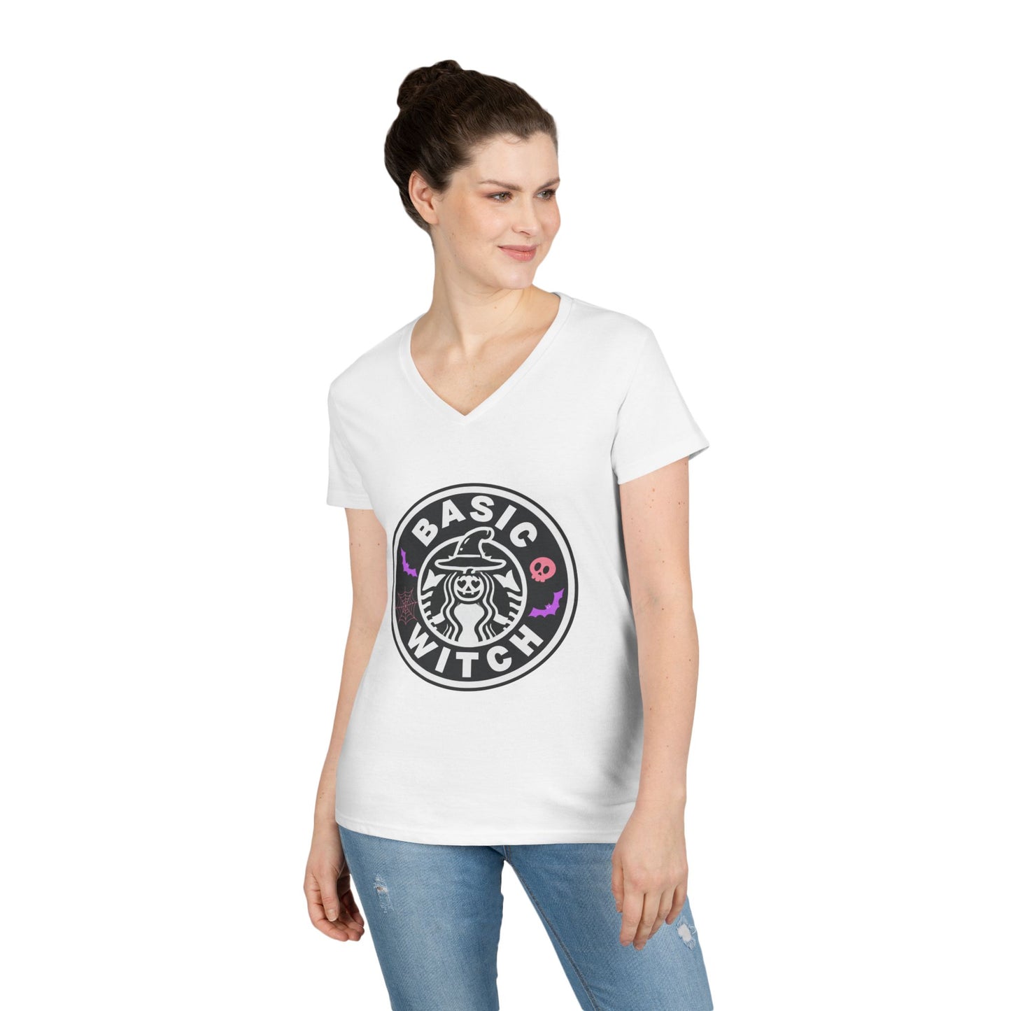 Basic Witch – Funny Witchy Tee, Halloween Shirt for Coffee & Magic Lovers Ladies' V-Neck T-Shirt