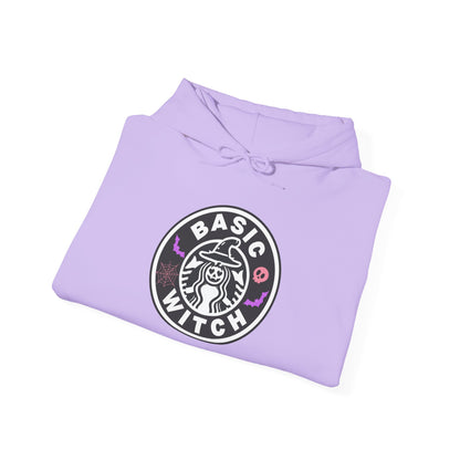 Basic Witch Sweatshirt – Cozy Witchy Pullover, Funny Halloween Sweater for Coffee & Magic Lovers Unisex Heavy Blend™ Hooded Sweatshirt