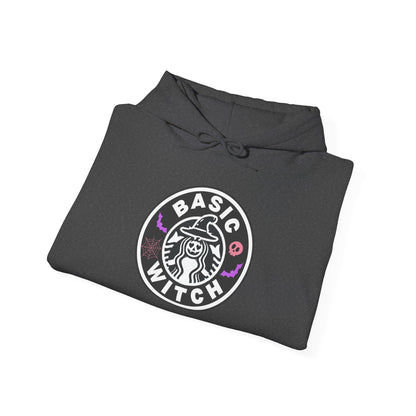 Basic Witch Sweatshirt – Cozy Witchy Pullover, Funny Halloween Sweater for Coffee & Magic Lovers Unisex Heavy Blend™ Hooded Sweatshirt