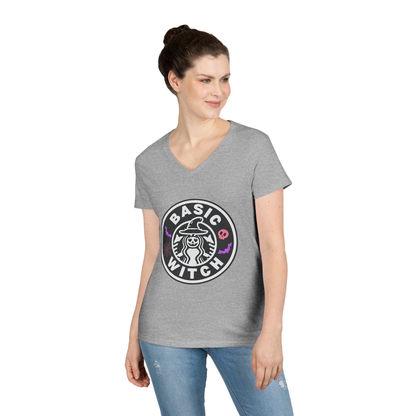Basic Witch – Funny Witchy Tee, Halloween Shirt for Coffee & Magic Lovers Ladies' V-Neck T-Shirt