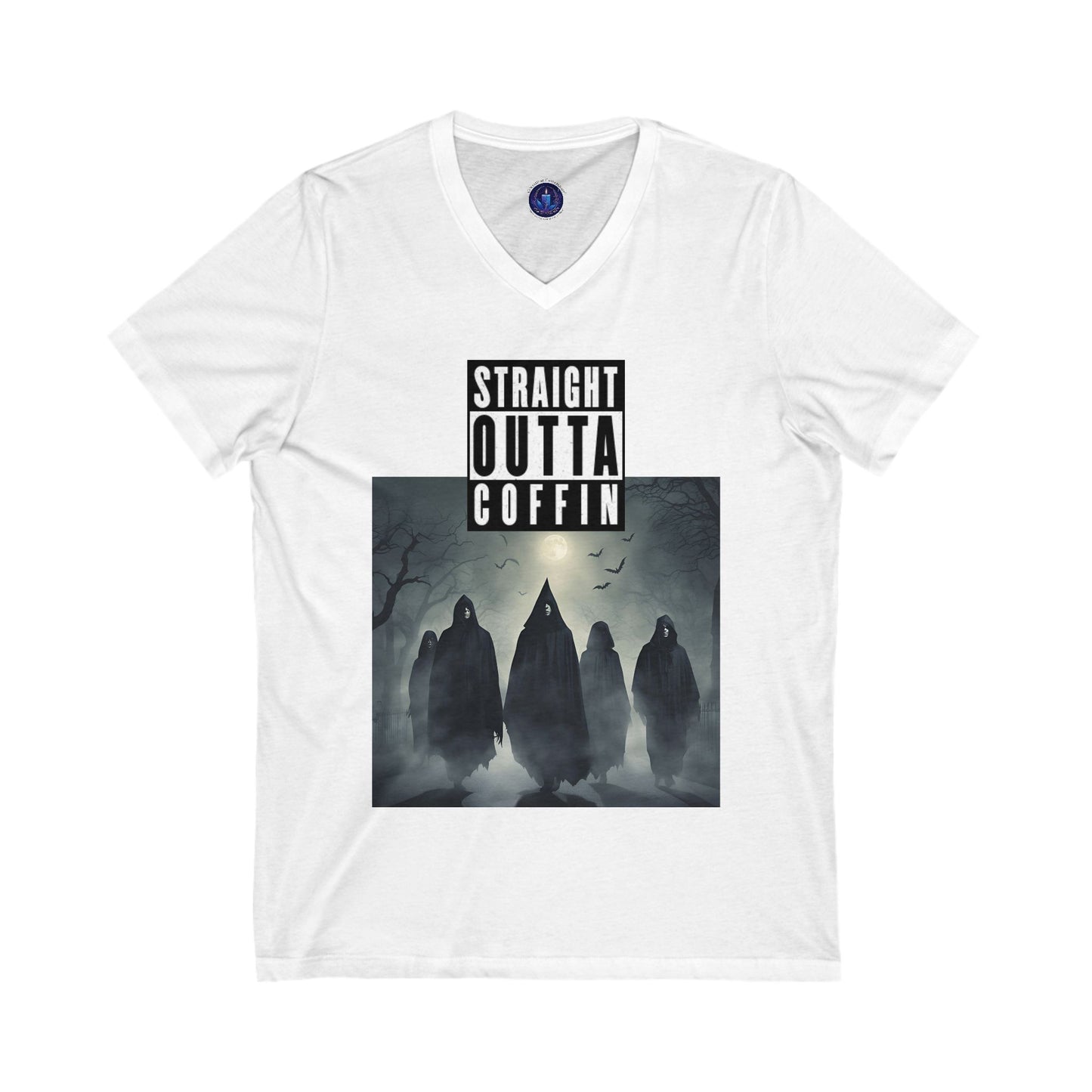Strait Outta Coffin Unisex Jersey Short Sleeve V-Neck Tee