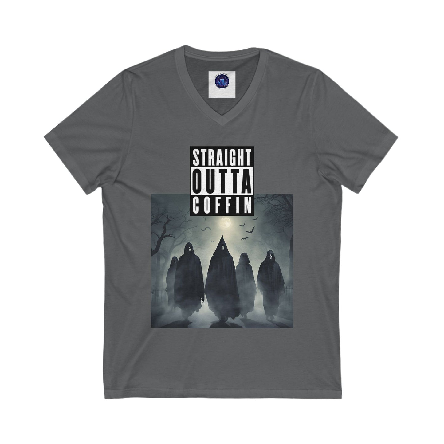 Strait Outta Coffin Unisex Jersey Short Sleeve V-Neck Tee